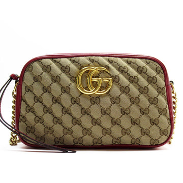 Gucci Brown Dark Red Gg Canvas Leather Shoulder Bag