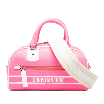 Christian Dior Pink White Leather Handbag ()
