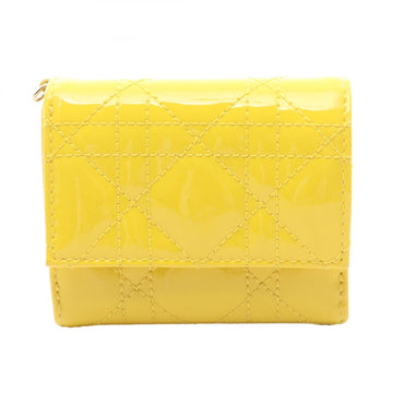 Christian Dior Yellow  Leather Wallet (Tri-Fold) ()