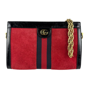 Ophidia Chain Shoulder Bag Suede Small