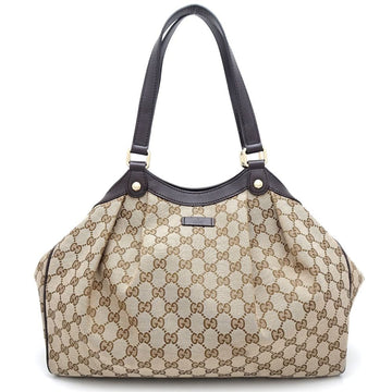 Gucci Beige Dark Brown Gg Canvas Leather Tote New 1:1 Bags