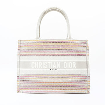 Book Tote Multicolor Stripes Embroidered Canvas Medium