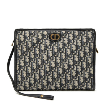 Christian Dior Navy Canvas Leather Clutch Bag ()