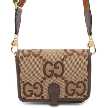 Gucci Brown Canvas Leather Shoulder Bag
