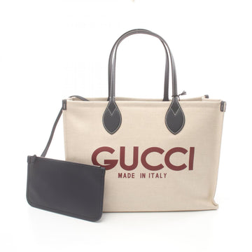 Gucci Beige Bordeaux Navy Canvas Leather Pouch Tote Bag