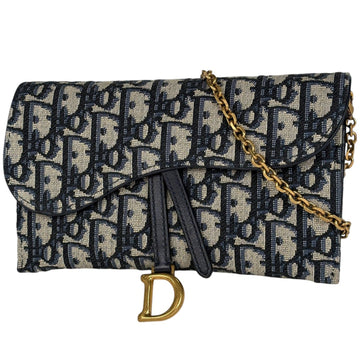 Christian Dior Navy Trotter Canvas Leather Chain/Shoulder Wallet ()