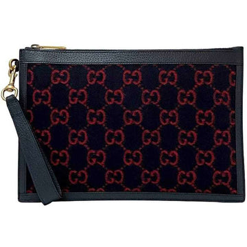 Gucci Navy Red Color Wool Leather Clutch New 1:1 Bags HandNew 1:1 Bags