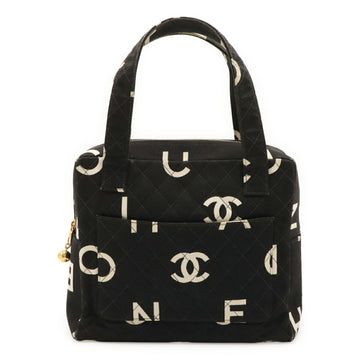 Vintage Coco Logo Zip Around Handle Bag Quilted Printed Canvas Small