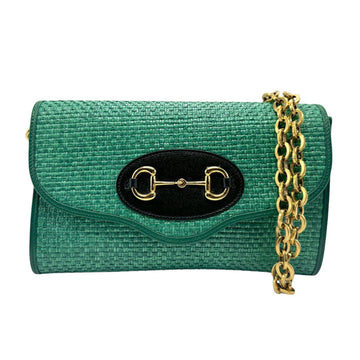 Gucci Green Straw Shoulder Bag