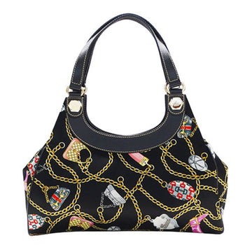 Gucci Black Multi-Color Satin Tote Bag