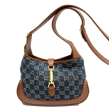 Gucci Brown Denim Leather Shoulder Bag