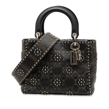 Supple Lady Dior Bag Studded Cannage Embossed Leather Medium