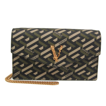 Virtus Chain Wallet La Greca Signature Coated Canvas