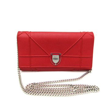 Christian Dior Red Color Leather Chain/Shoulder Wallet ()