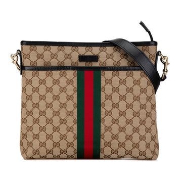 Gucci Beige Black Canvas Leather Shoulder Bag
