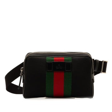Gucci Sherry Line Black Red Color Canvas Pouch Sling Bag