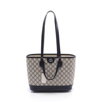 Gucci Beige Navy Pvc Coated Canvas Leather Tote Bag