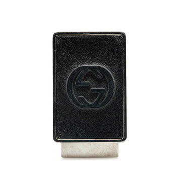 Gucci Black Silver Metal Leather Money Clip