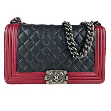 Bicolor Boy Flap Bag Quilted Leather Old Medium