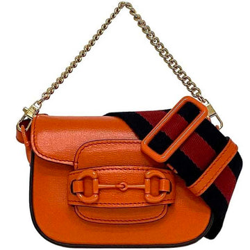 Gucci Horsebit Orange Leather Canvas Shoulder New 1:1 Bags