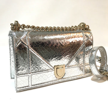 Christian Dior Silver Leather Shoulder Bag ()