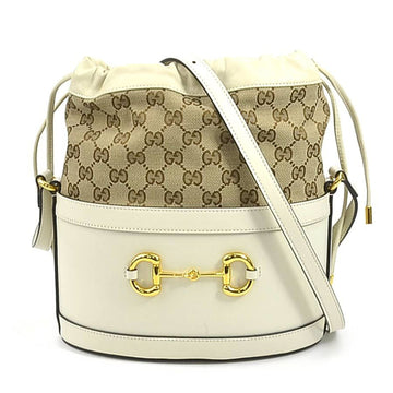 Gucci Ivory Gg Canvas Leather Shoulder Bag
