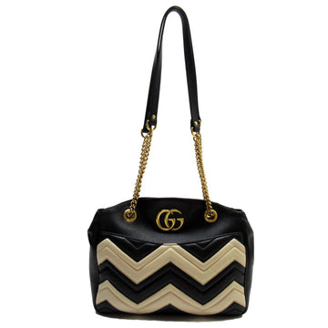 Gucci Black Light Beige Leather Shoulder Bag