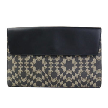 Gucci Black Brown Pvc Leather Clutch Bag