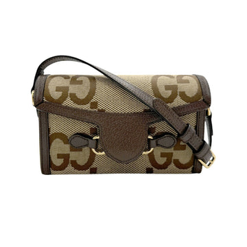 Gucci Brown Canvas Leather Shoulder Bag