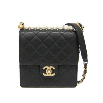 Chic Pearls Flap Bag Quilted Leather Mini