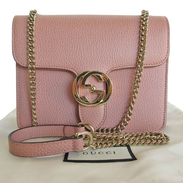Gucci Pink Beige Leather Shoulder Bag