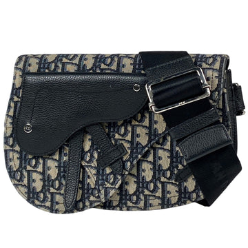 Christian Dior Navy Canvas Leather Saddle Bag Shoulder Bag ()