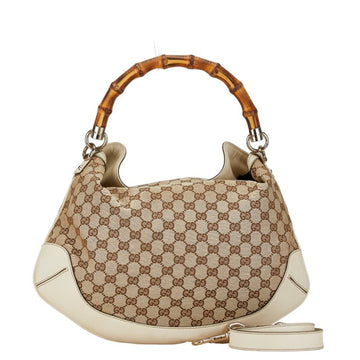 Gucci Beige Ivory White Canvas Leather Handbag Shoulder Bag