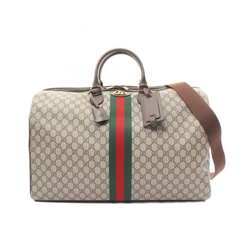 Gucci Beige Brown Multi-Color Pvc Coated Canvas Leather Boston Bag