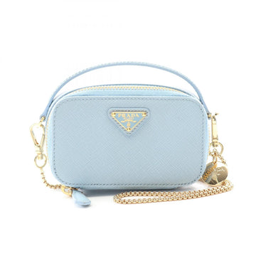 Triangle Logo Zip Around Shoulder Bag Saffiano Leather