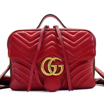 Gucci Gg Marmont Red Color Leather Shoulder Bag