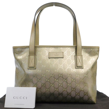 Gucci Gg Imprimé Gold Pvc Leather Handbag Tote Bag