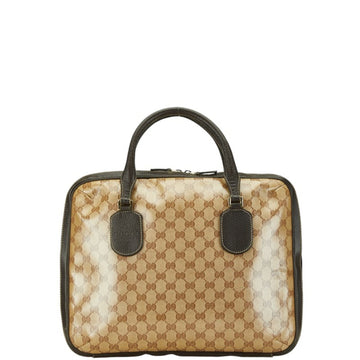 Gucci Gg Crystal Beige Brown Pvc Leather Handbag Tote Bag