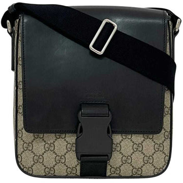 Buckle Flap Messenger Bag GG Coated Canvas with Leather Medium