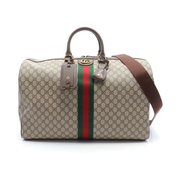 Gucci Beige Brown Multi-Color Pvc Coated Canvas Leather Boston Bag