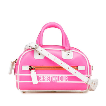 Christian Dior Pink White Leather Handbag ()