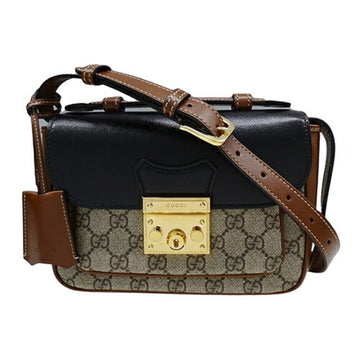 Gucci Padlock Black Brown Canvas Gg Supreme Handbag Shoulder Bag