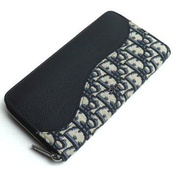 Christian Dior Navy Canvas Leather Long Wallet (Bi-Fold) ()