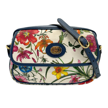 Gucci Multi-Color Navy Canvas Leather Shoulder Bag