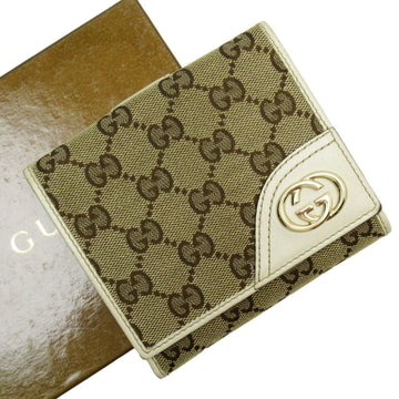 Gucci Brown Ivory Gg Canvas Leather Wallet (Bi-Fold)