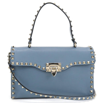 Rockstud Flip Lock Top Handle Bag Leather Small