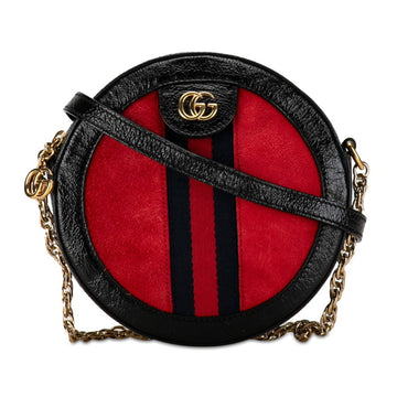 Gucci Black Red Color Patent Leather Suede Shoulder Bag