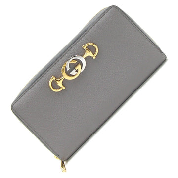 Gucci Gray Leather Long Wallet (Bi-Fold)