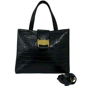 Convertible Vara Bow Tote Crocodile Embossed Leather Small