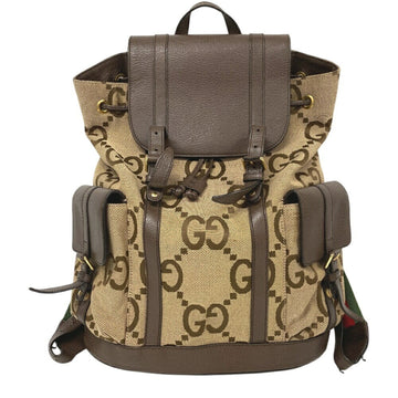 Gucci Brown Canvas Leather Backpack